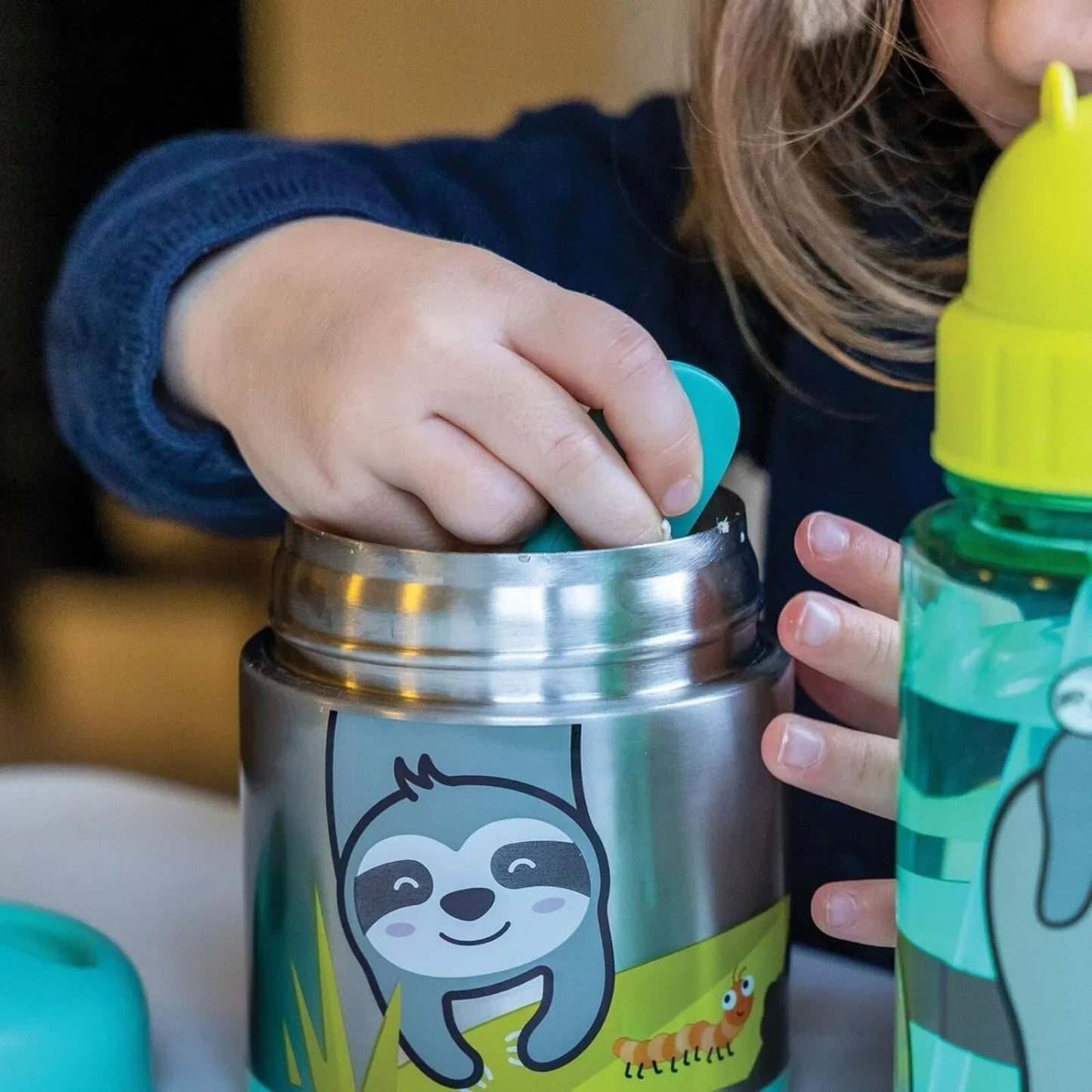 TUM TUM Thermal Food Flask with Magnetic Spork - Stanley Sloth - mezetto ebebek ebebek