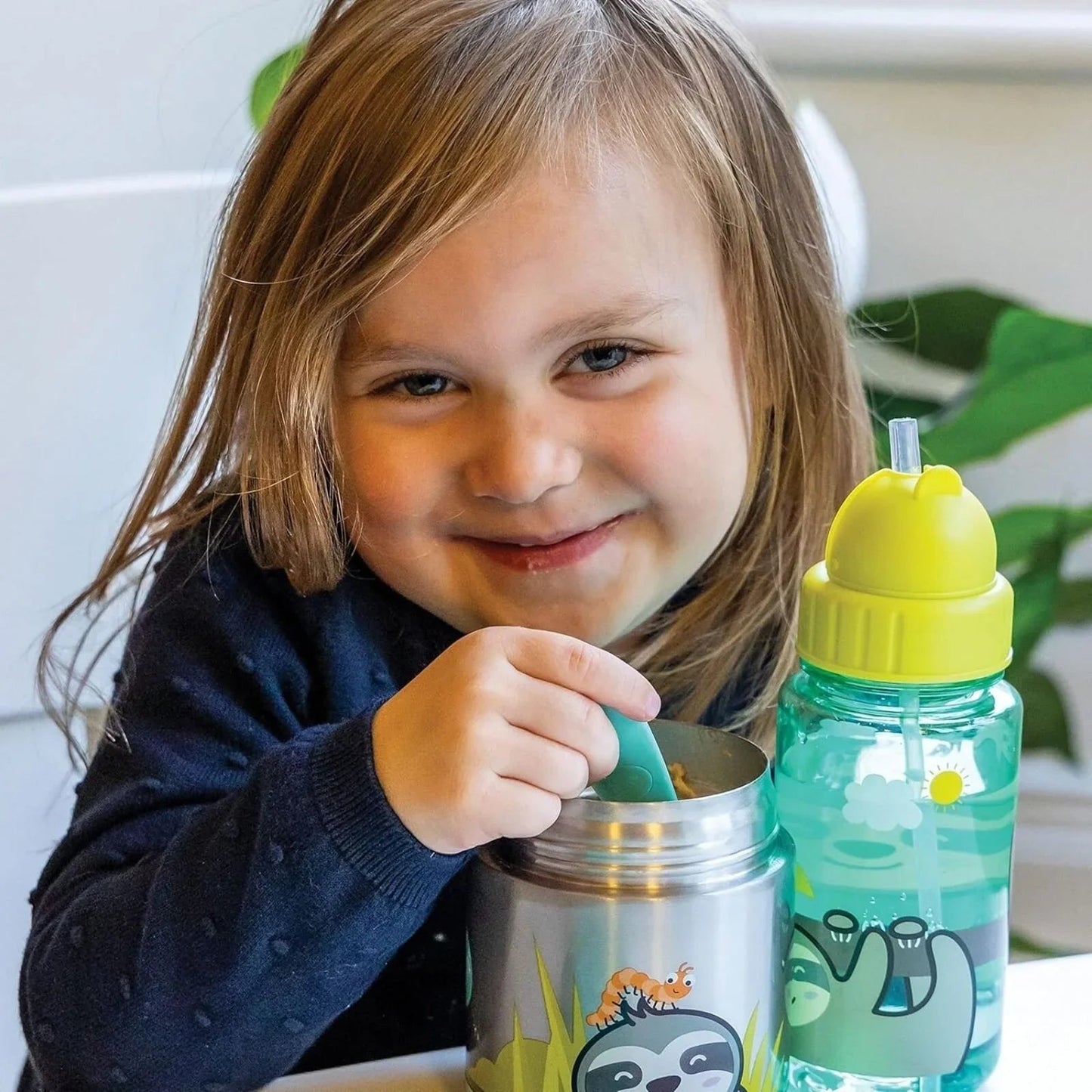 TUM TUM Thermal Food Flask with Magnetic Spork - Stanley Sloth - mezetto ebebek ebebek