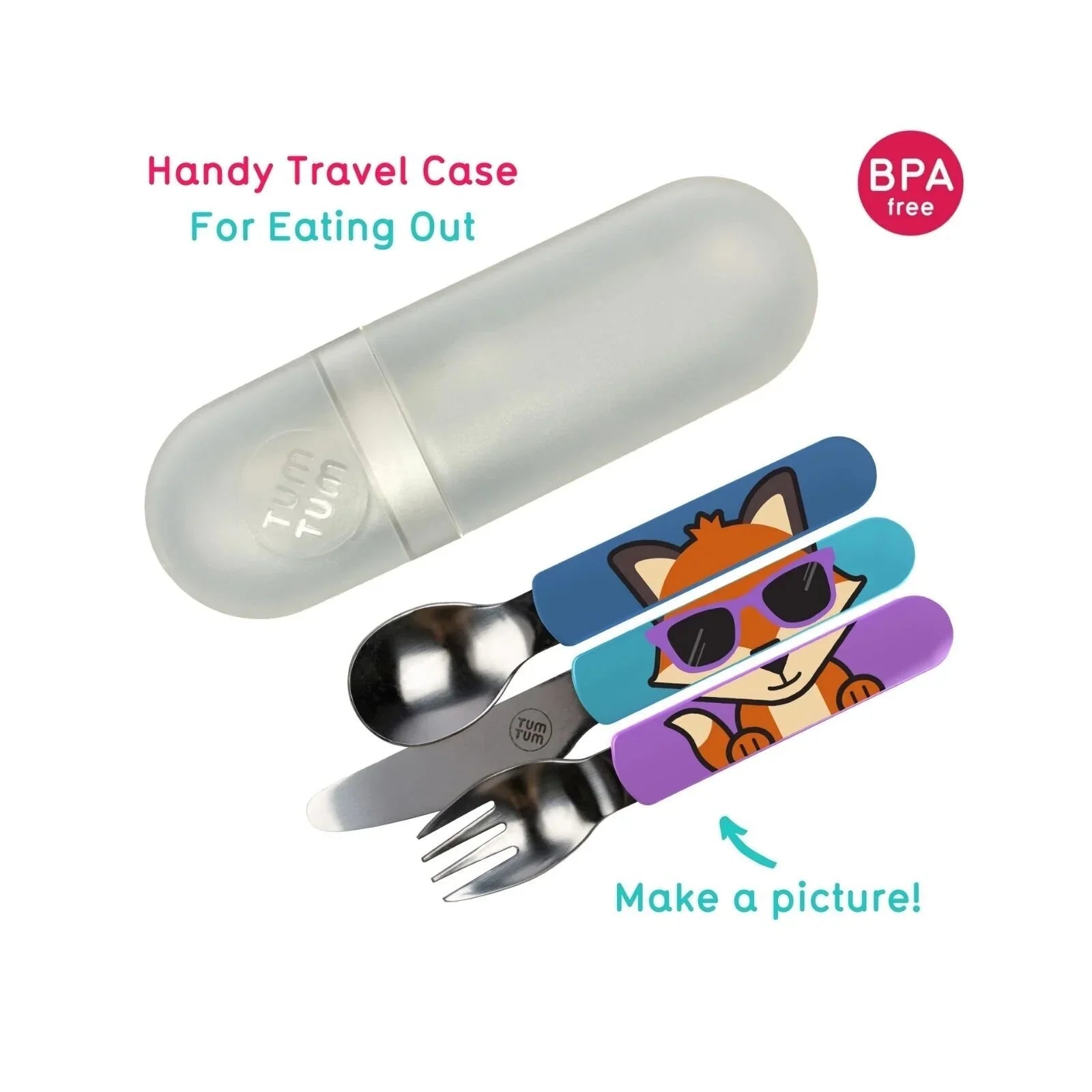 TUM TUM Travel Cutlery Set with Case - Felicity Fox - mezetto ebebek ebebek