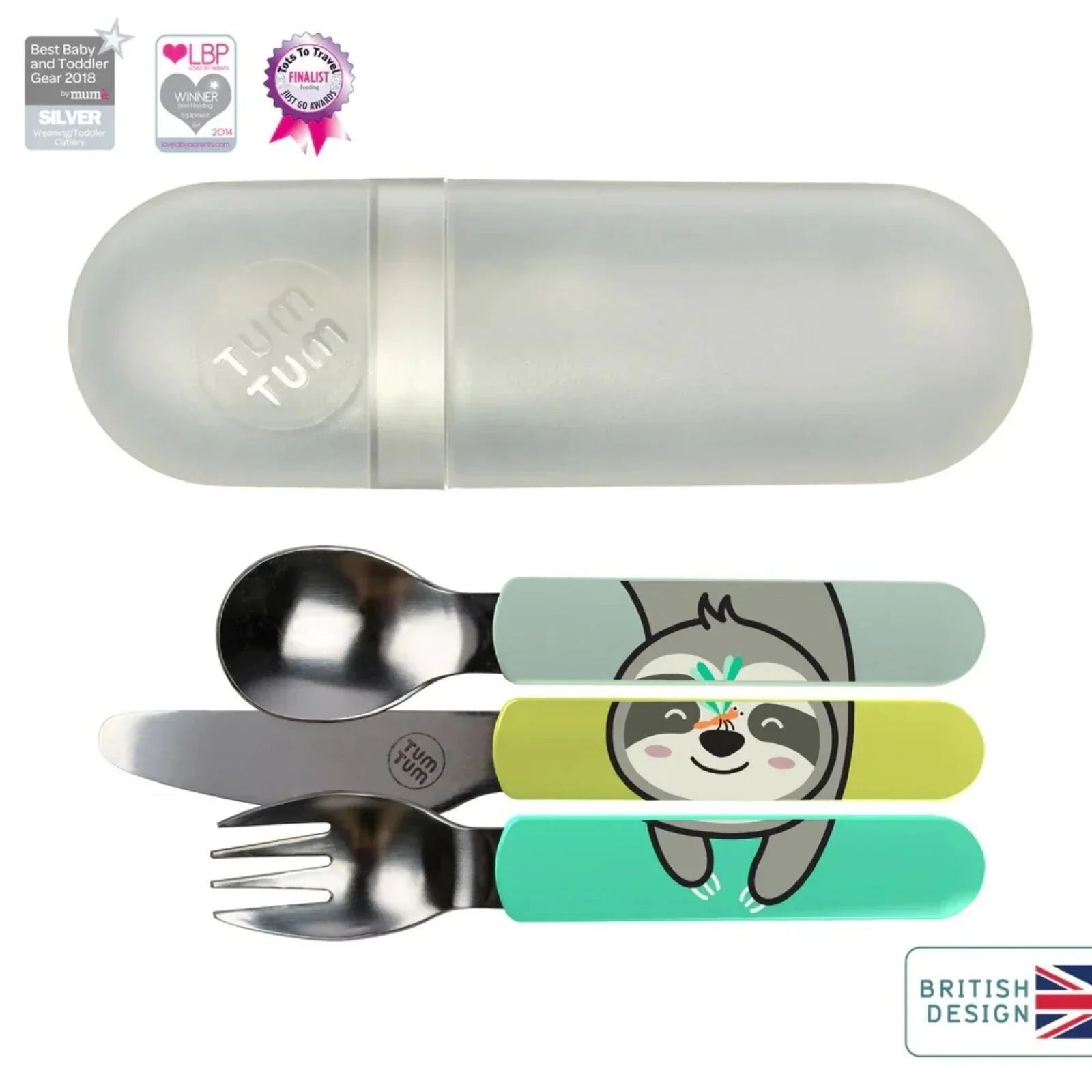 TUM TUM Travel Cutlery Set with Case - Stanley Sloth - mezetto ebebek ebebek