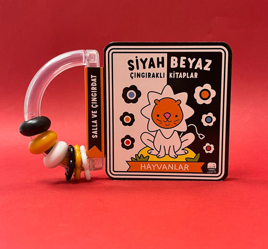 Siyah -  Beyaz Çıngıraklı Kitaplar -  Hayvanlar (Ciltli) - Uçan Fil Yayınları Kitap