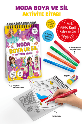 Moda – Boya ve Sil Aktivite Kitabı - Bigkids Yayınları Kitap