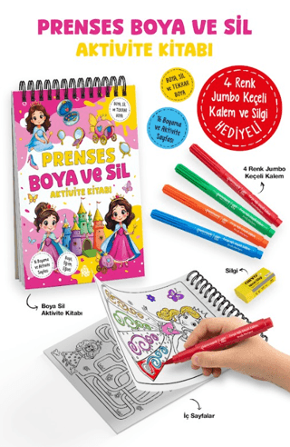 Prenses – Boya ve Sil Aktivite Kitabı / 3 Yaş + - Bigkids Yayınları Kitap