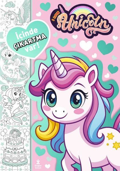 I Love Unicorn - En Sevdiğim Boyama Kitabı - Çıkartmalı - Doğan Çocuk Kitap