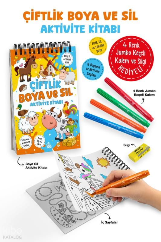 Çiftlik – Boya ve Sil Aktivite Kitabı - Bigkids Yayınları Kitap