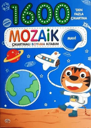 1600 Mozaik Çıkartmalı Boyama Kitabım Mavi Kitap - 0-6 Yaş Yayınları Kitap