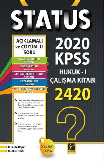 Gazi Kitabevi Status 2020 Kpss Hukuk -I Çalışma Kitabı - Gazi Kitabevi - Sınav Kitapları Kitap