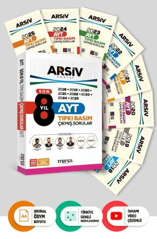 Son 8 Yıl AYT Arşiv Serisi Tıpkı Basım Fasikül Fasikül Çıkmış Sorular Tamamı Video Çözümlü - Marka Yayınları Kitap