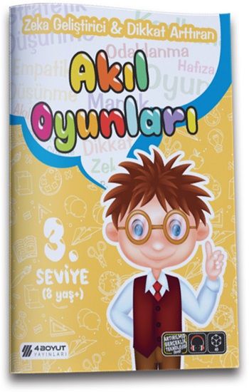 Zeka Geliştirici & Dikkat Arttıran Akıl Oyunları - 3. Seviye - 4 Boyut Yayınları Kitap