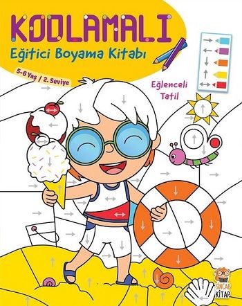 Kodlamalı Eğitici Boyama Kitabı - Eğlenceli Tatil (5- 6 Yaş 2. Seviye) - Sincap Kitap Kitap