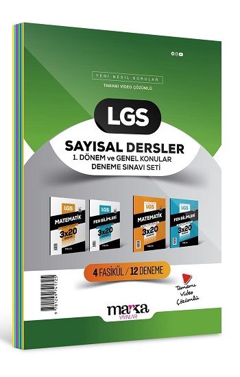 2025 LGS Sayısal Dersler 1. Dönem ve Genel Konular Deneme Sınavı Seti 4 Fasikül 12 Deneme - Marka Yayınları Kitap