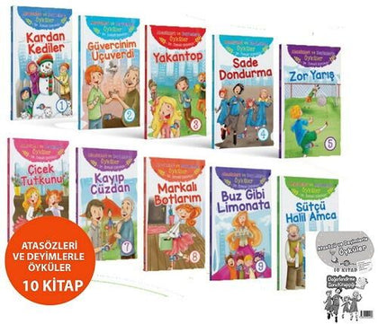 Atasözleri ve Deyimlerle Öyküler 10 Kitap Set - Mavi Boncuk Kitap