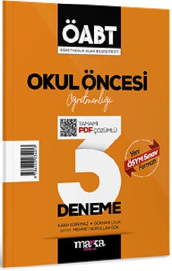 2025 ÖABT Okul Öncesi Öğretmenliği Tamamı Çözümlü 3 Deneme - Marka Yayınları Kitap