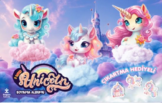 I Love Unicorn Çıkartma Hediyeli Boyama Albümü - Doğan Çocuk Kitap