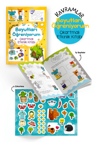 Kavramlar - Boyutları Öğreniyorum - Çıkartmalı Etkinlik Kitabı - Bigkids Yayınları Kitap