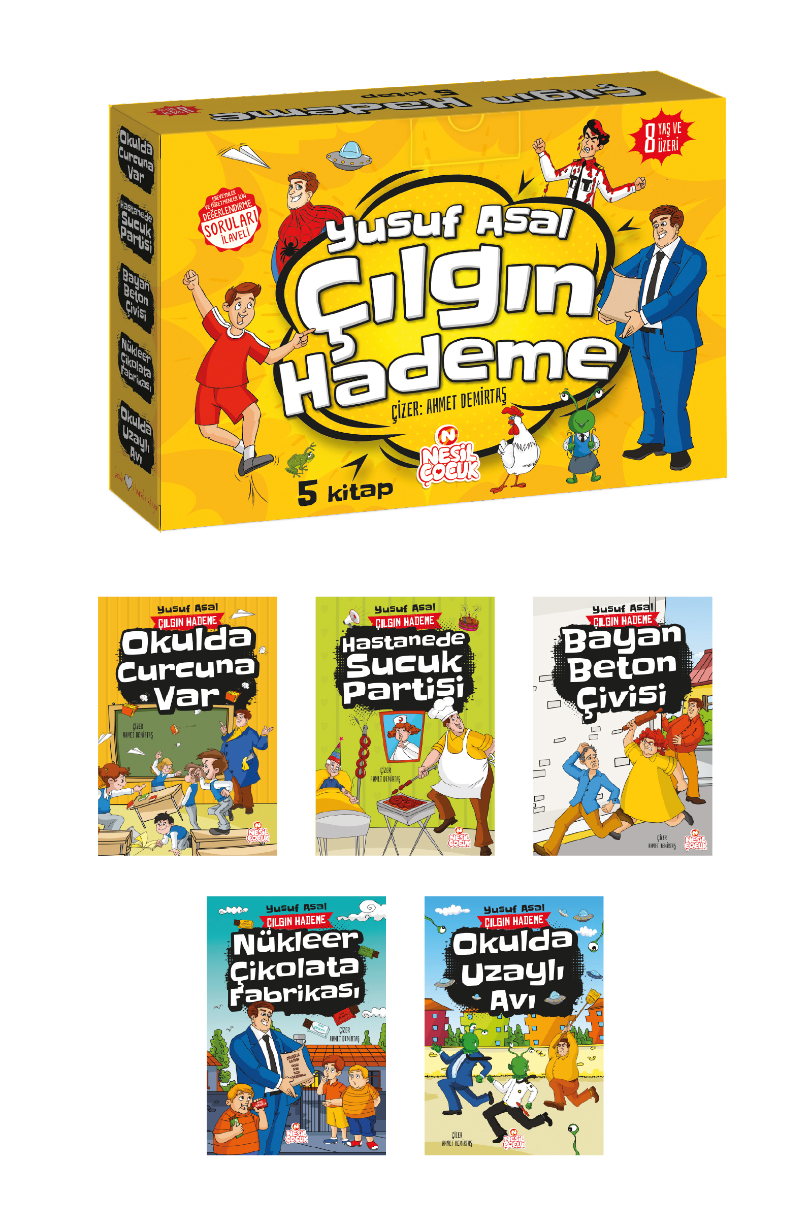 Çılgın Hademe Seti(5 Kitap+Soru Kitapçığı) - Nesil Çocuk Yayınları Kitap