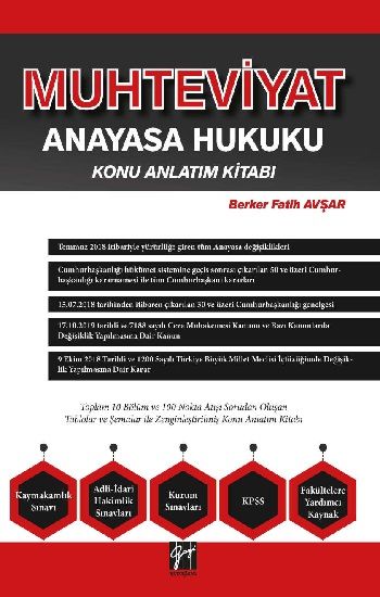 Muhteviyat Anayasa Hukuku Konu Anlatım Kitabı - Gazi Kitabevi - Sınav Kitapları Kitap