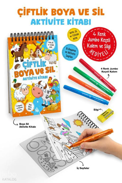 Çiftlik – Boya ve Sil Aktivite Kitabı - Bigkids Yayınları Kitap