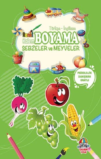 Sebzeler ve Meyveler - Renkli Kalem Boyama - Yağmur Çocuk Yayınları Kitap