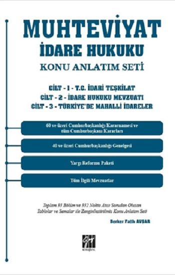 Muhteviyat İdare Hukuku Konu Anlatım Seti (3 Cilt Takım) - Gazi Kitabevi Kitap