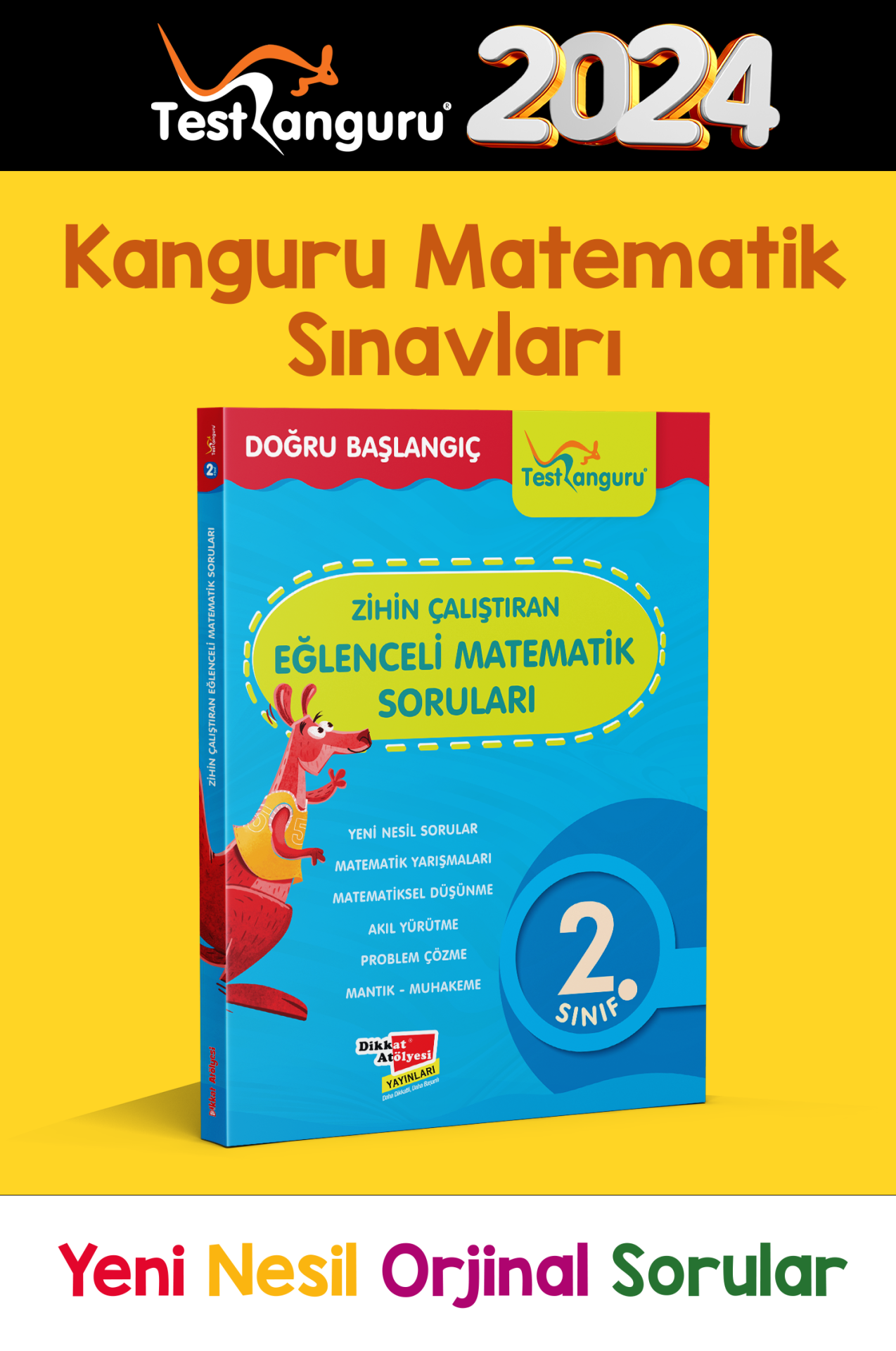 2. Sınıf Zihin Çalıştıran Eğlenceli Kanguru Matematik Soruları - Dikkat Atölyesi Yayınları Kitap