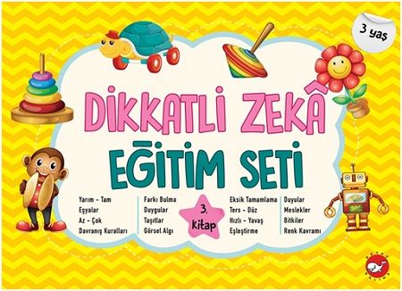 Dikkatli Zeka Eğitim Seti  3. Kitap- 3 Yaş - Beyaz Balina Yayınları Kitap