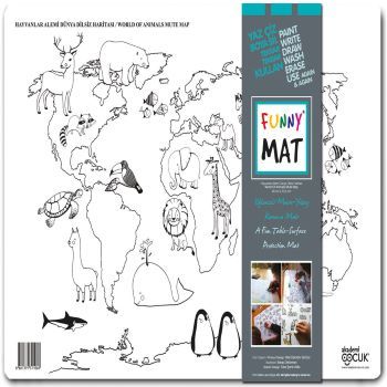 Funny Mat - Hayvanlar Alemi Dünya Dilsiz Haritası - Akademi Çocuk - Funny Mat Kitap