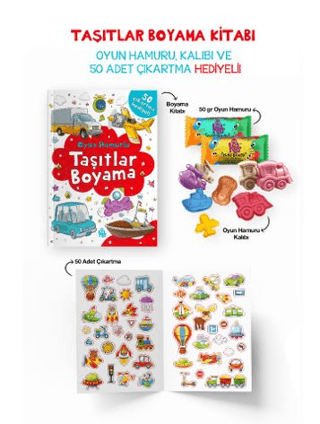 Taşıtlar Boyama Kitabı - Oyun Hamuru, Oyuncak ve Çıkartma Hediyeli - Bigkids Yayınları Kitap