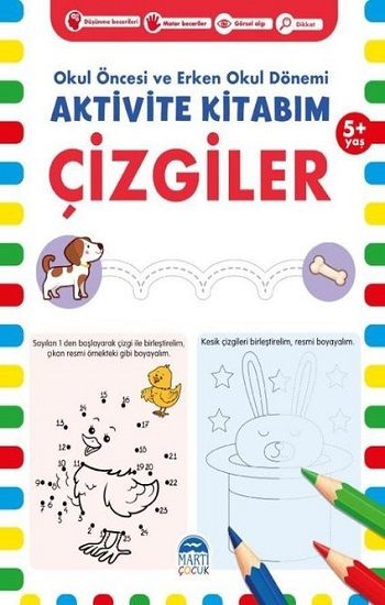 Çizgiler 5+ Yaş - Okul Öncesi ve Erken Okul Dönemi Aktivite Kitabım - Martı Çocuk Yayınları Kitap