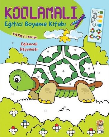 Kodlamalı Eğitici Boyama Kitabı - Eğlenceli Hayvanlar (5-6 Yaş 1. Seviye) - Sincap Kitap Kitap