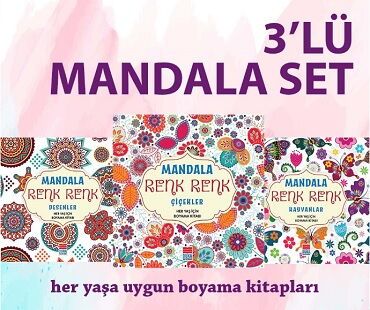 Set Mandala Renk Renk Desenler Çiçekler Hayvanlar - Evrensel İletişim Yayınları Kitap