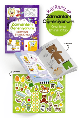 Kavramlar – Zamanları Öğreniyorum – Çıkartmalı Etkinlik Kitabı - Bigkids Yayınları Kitap
