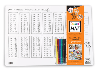 Funny Mat Çarpım Tablosu - Çalışma Masam (2 Paket 6'lı Keçeli Kalem) - Akademi Çocuk Kitap