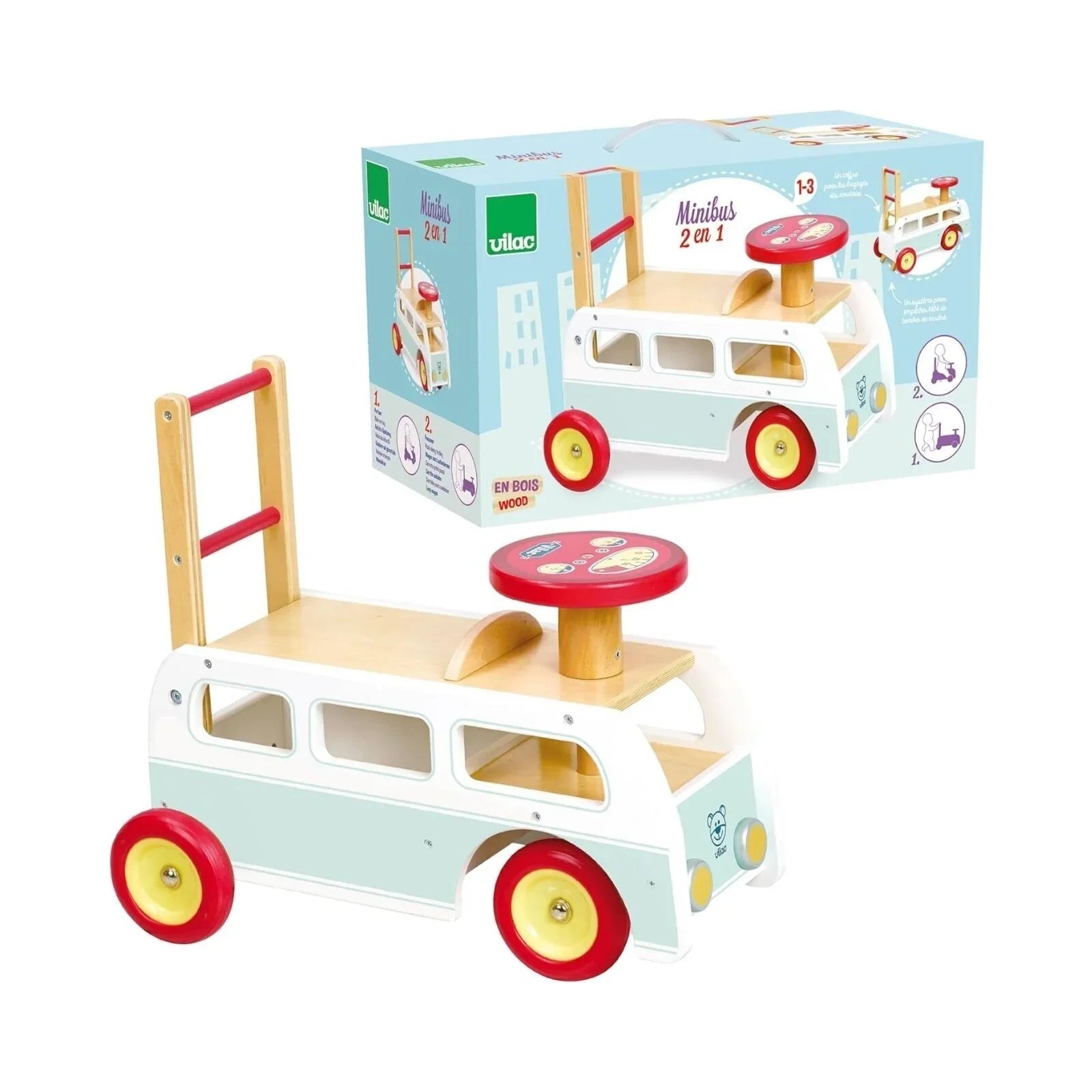 Vilac 2 - in - 1 Retro Wooden Camper Van - mezetto ebebek ebebek