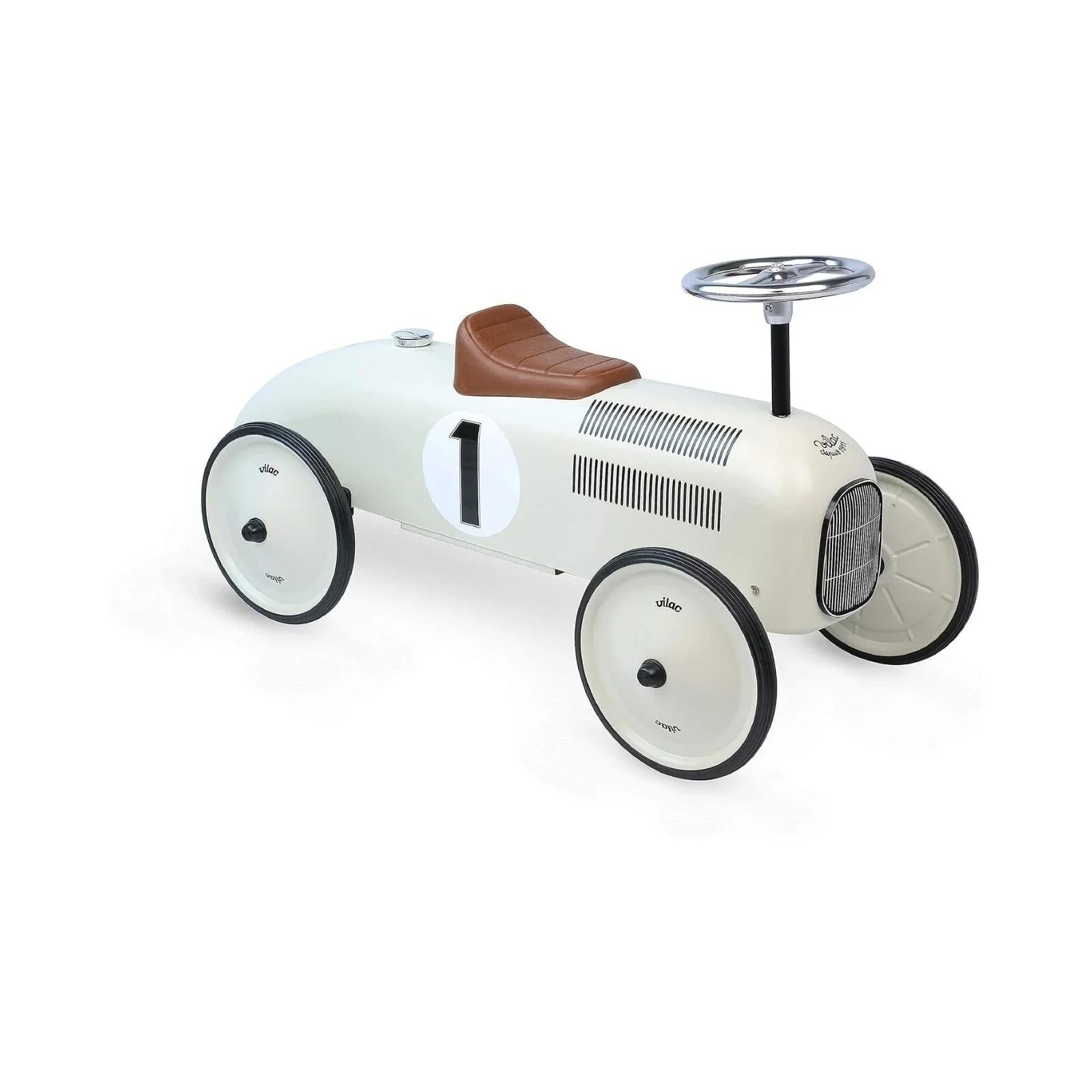Vilac Ride On Metal Car Toy - Off White - mezetto ebebek ebebek