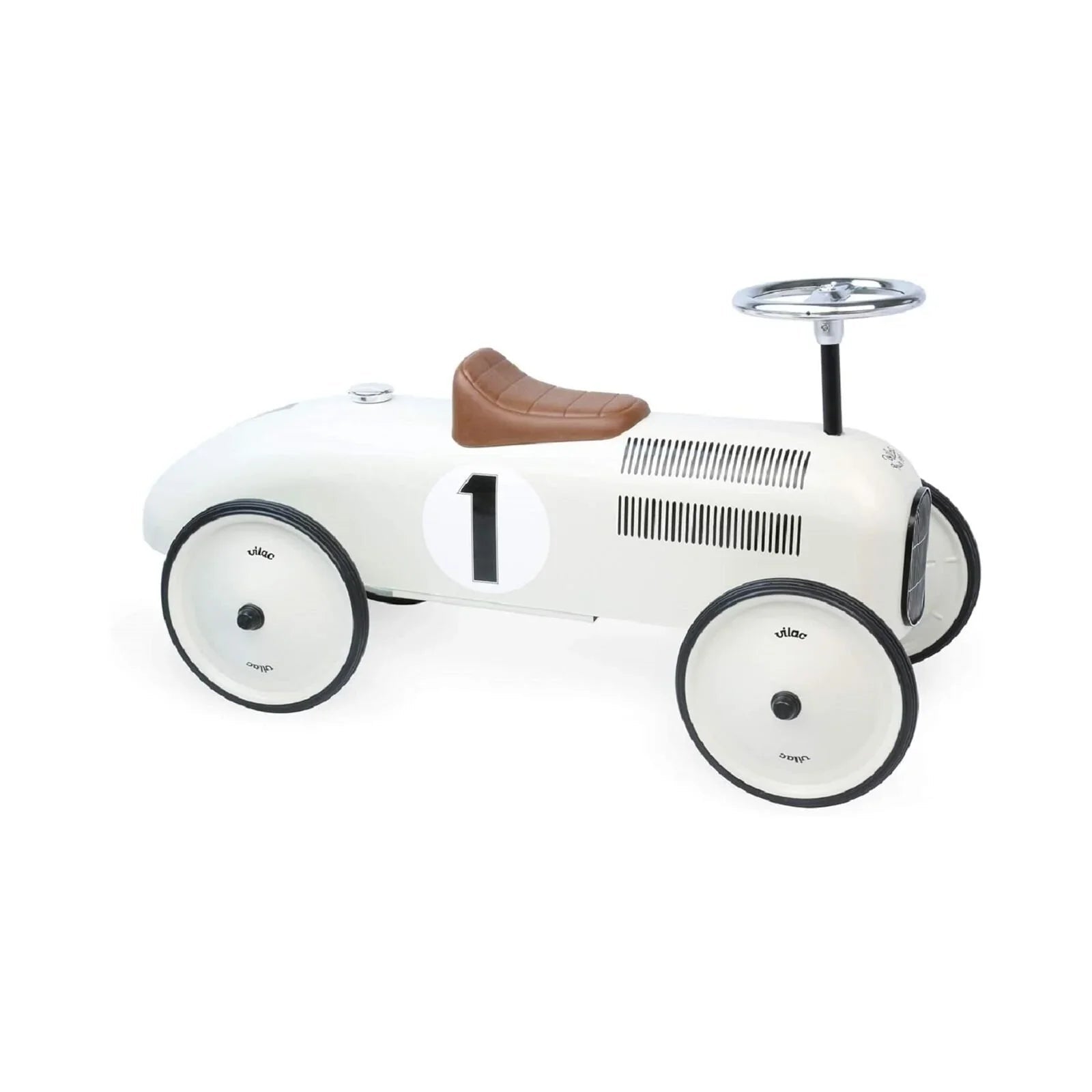 Vilac Ride On Metal Car Toy - Off White - mezetto ebebek ebebek