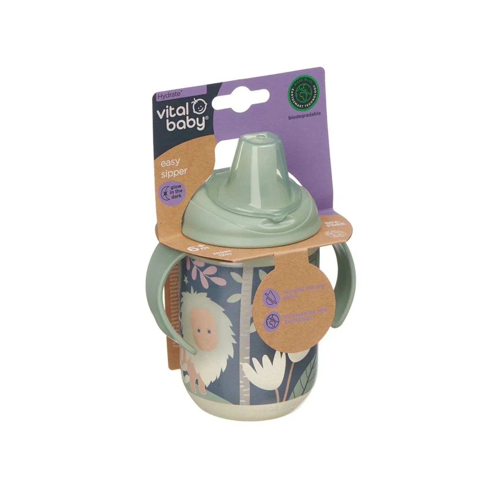 Vital Baby Hydrate Easy Sipper Cup 350ml - Jungle Glow - mezetto ebebek ebebek
