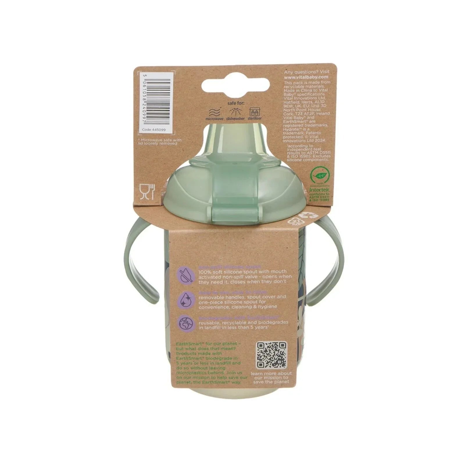 Vital Baby Hydrate Easy Sipper Cup 350ml - Jungle Glow - mezetto ebebek ebebek