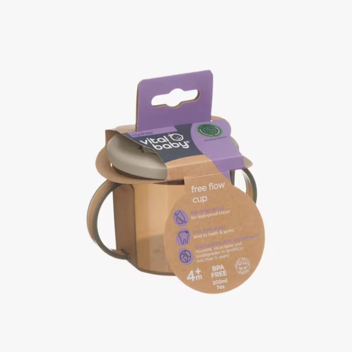 Vital Baby Hydrate Free Flow Cup 200ml - Natural Stone - mezetto ebebek ebebek