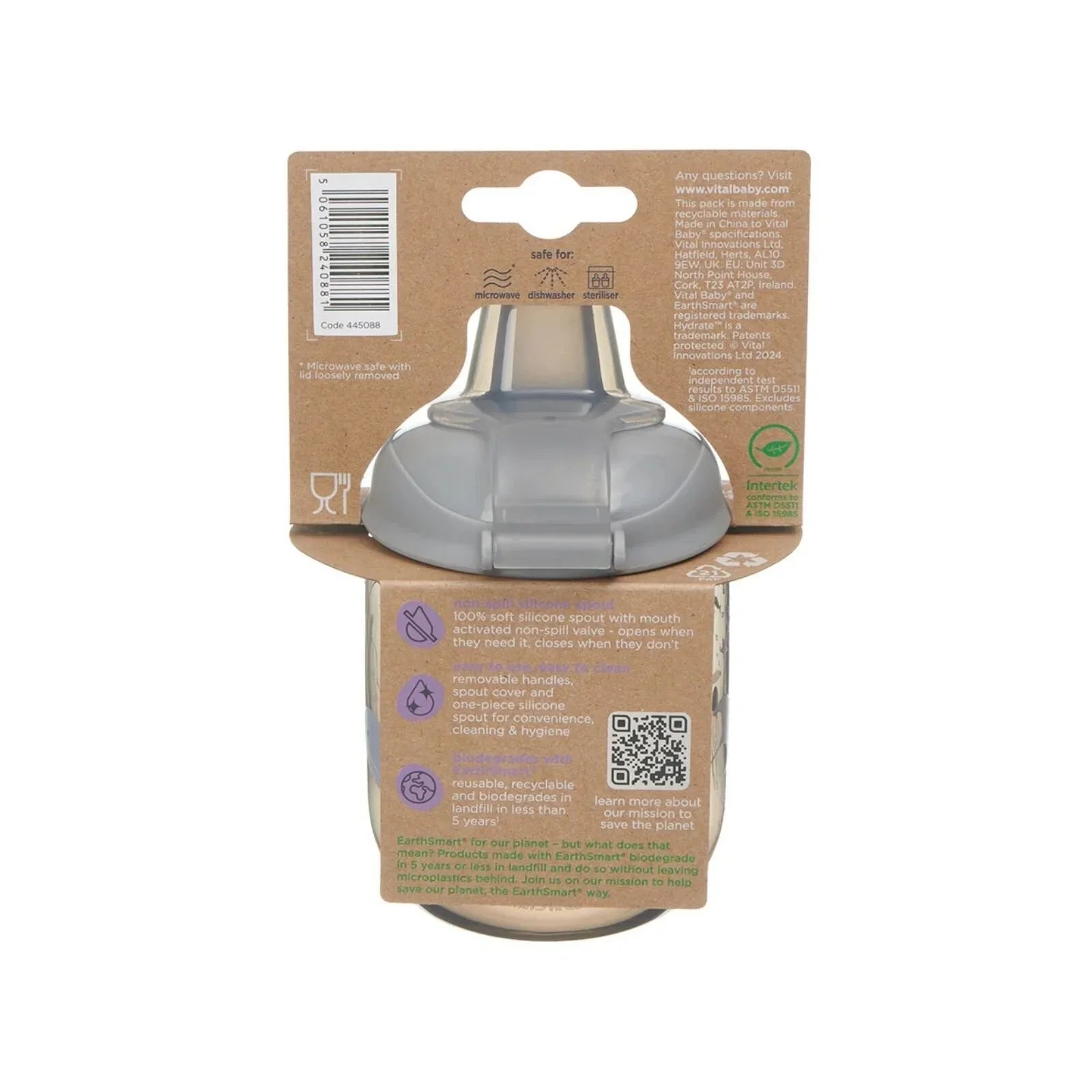 Vital Baby Hydrate Sipper Cup 270ml - Natural Storm - mezetto ebebek ebebek