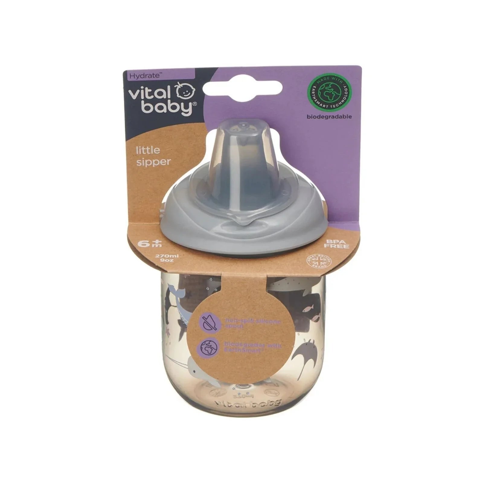 Vital Baby Hydrate Sipper Cup 270ml - Natural Storm - mezetto ebebek ebebek