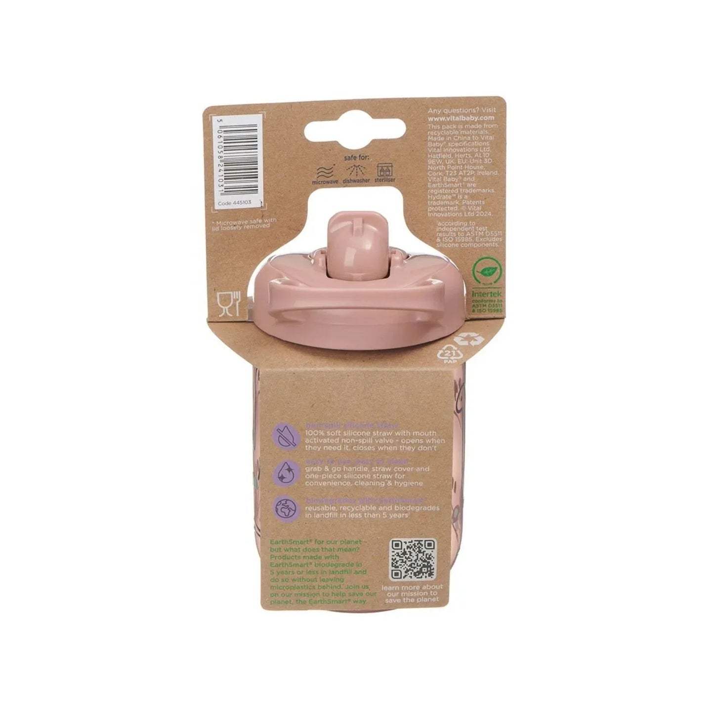 Vital Baby Hydrate Sippy Straw Cup 350ml - Natural Berry - mezetto ebebek ebebek
