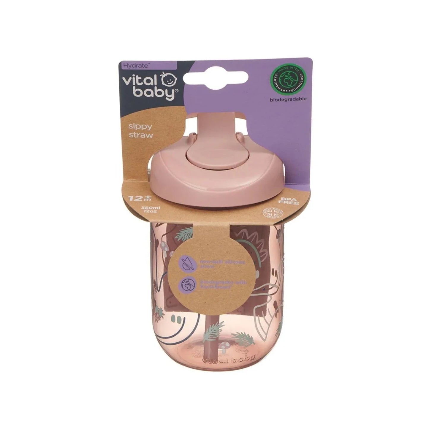 Vital Baby Hydrate Sippy Straw Cup 350ml - Natural Berry - mezetto ebebek ebebek