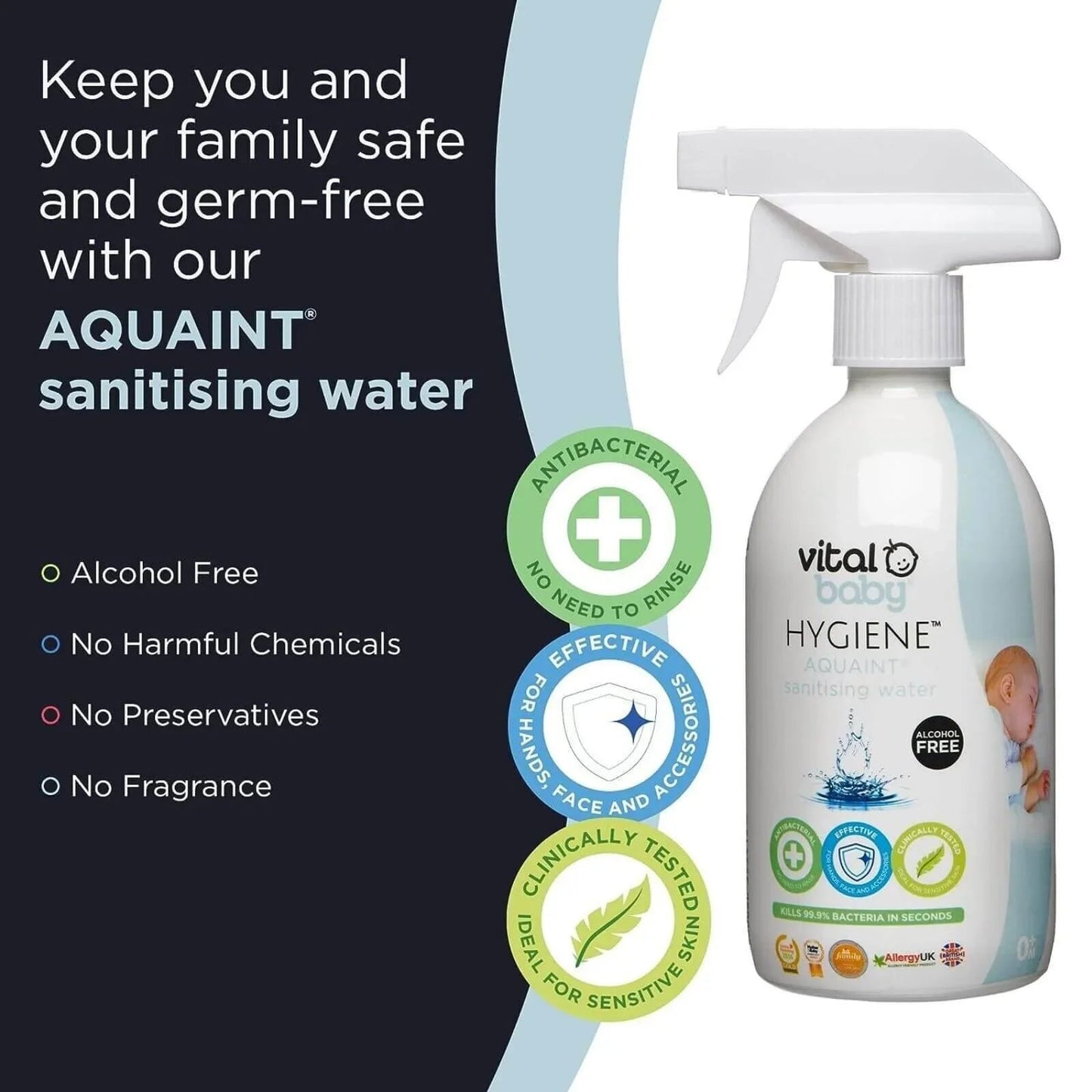Vital Baby Hygiene Aquaint Cleansing Water 500ml - mezetto ebebek ebebek