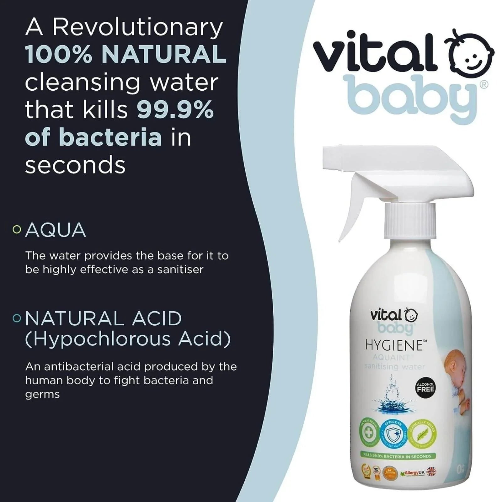 Vital Baby Hygiene Aquaint Cleansing Water 500ml - mezetto ebebek ebebek