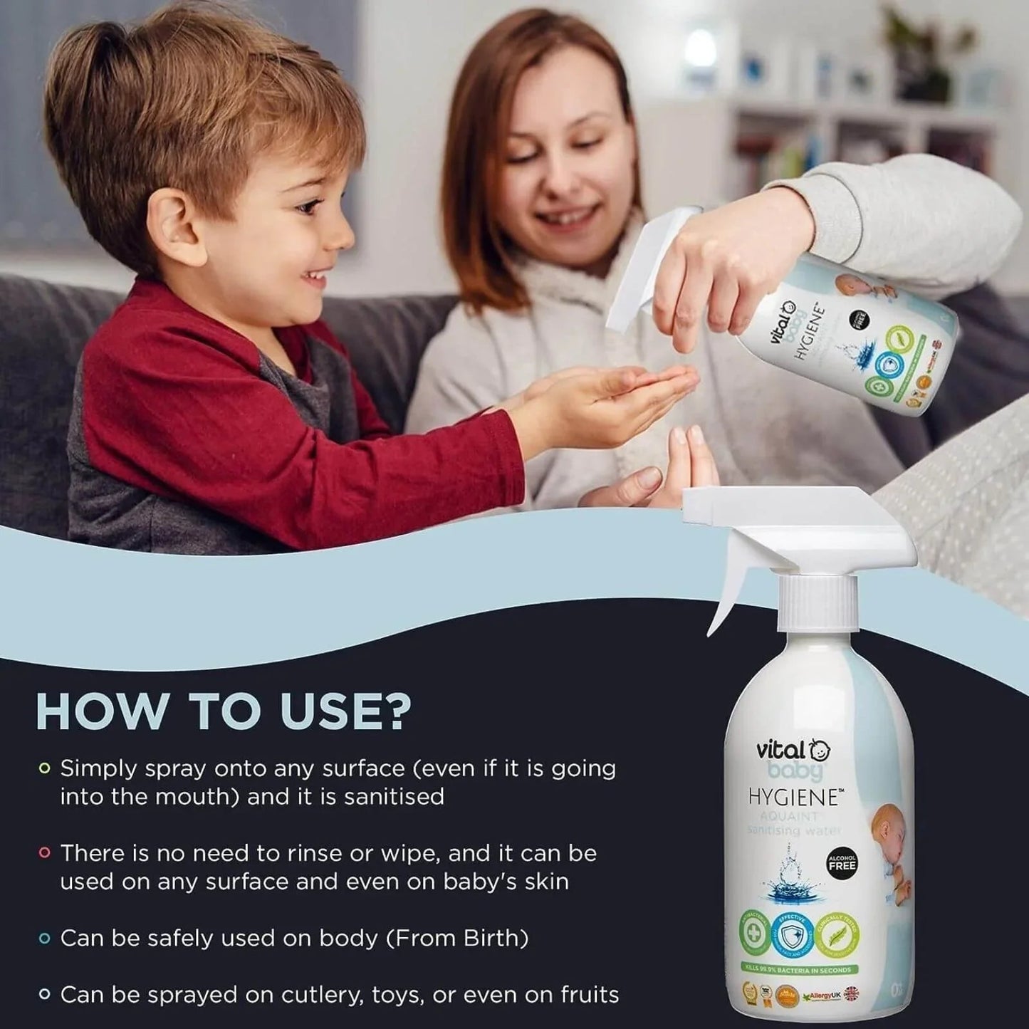 Vital Baby Hygiene Aquaint Cleansing Water 500ml - mezetto ebebek ebebek
