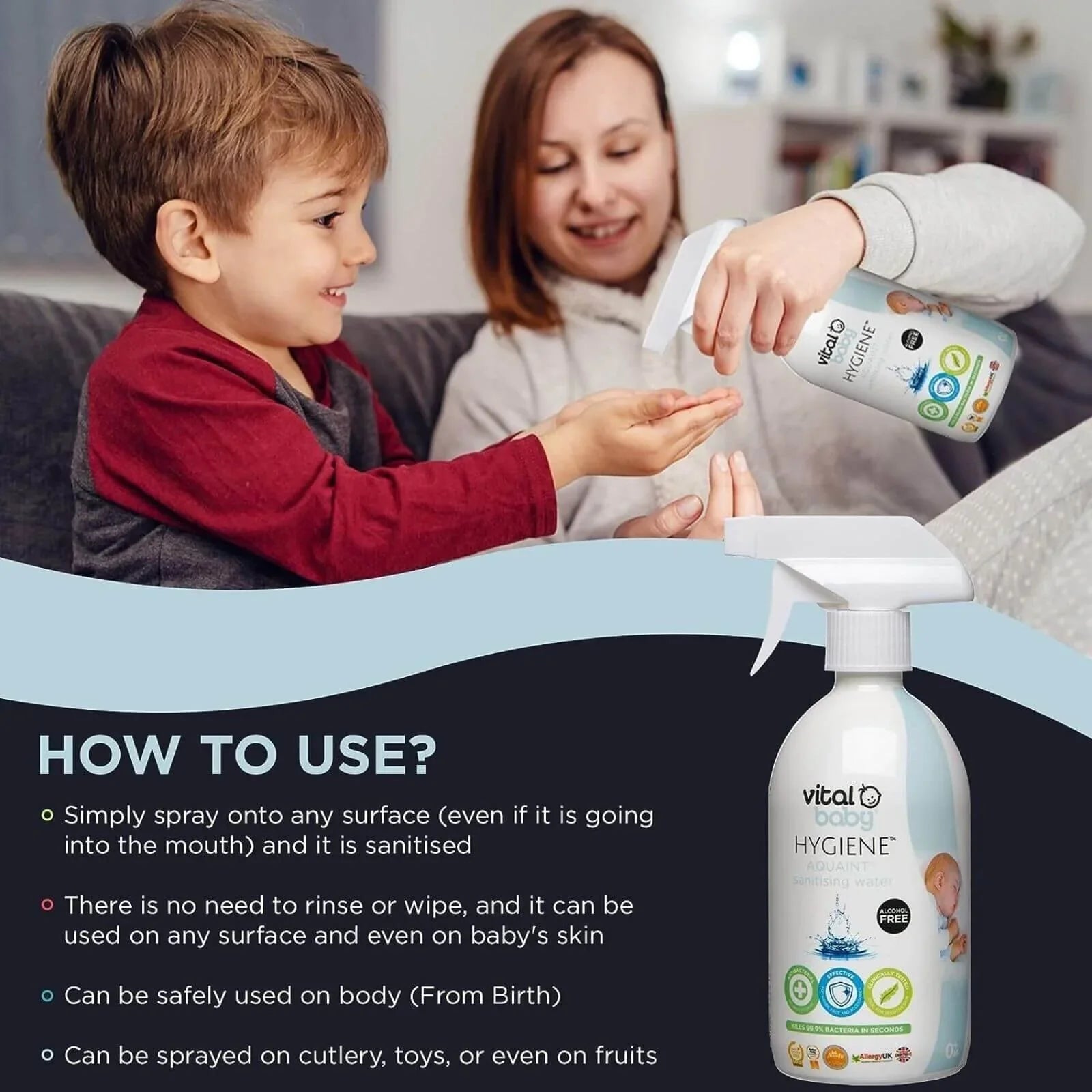 Vital Baby Hygiene Aquaint Cleansing Water 500ml - mezetto ebebek ebebek