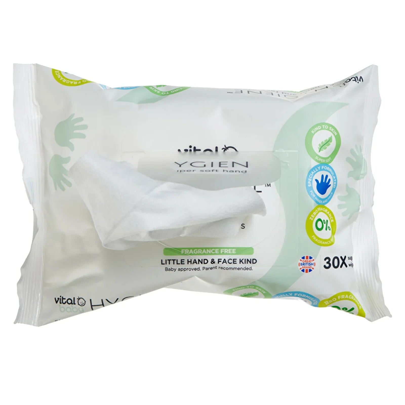 Vital Baby Hygiene Super Soft Hand & Face Wipes Fragrance Free 30 pcs - mezetto ebebek ebebek
