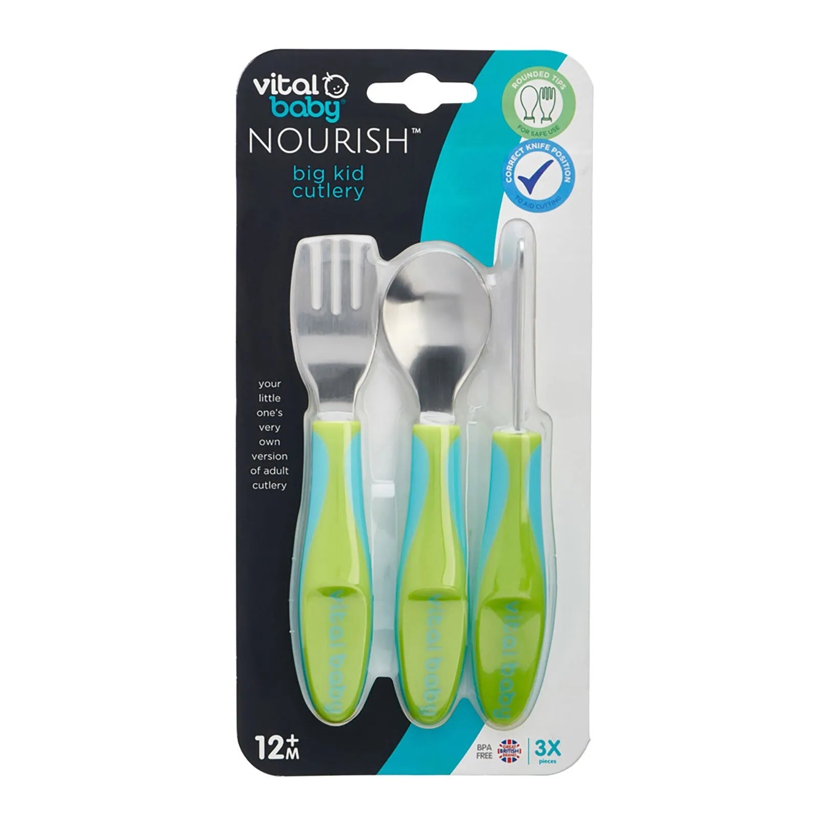 Vital Baby Nourish Big Kid Cutlery 12+ months Pack of 3 - Pop - mezetto ebebek ebebek