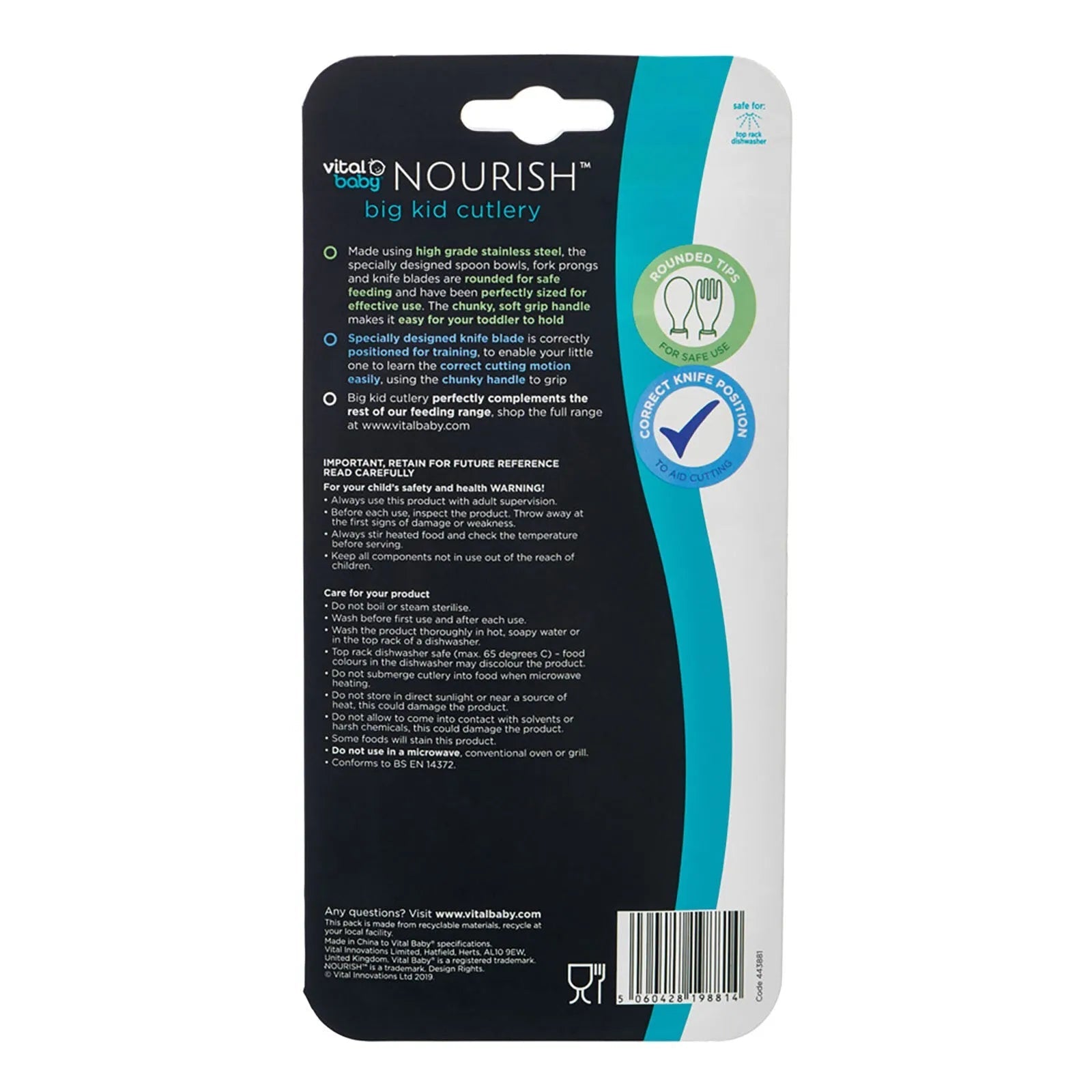 Vital Baby Nourish Big Kid Cutlery 12+ months Pack of 3 - Pop - mezetto ebebek ebebek